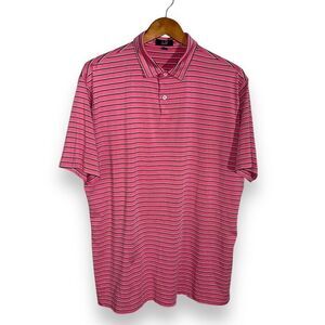 Dunhill London Pink & Navy Stripe Performande Golf Polo Shirt XL